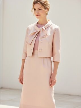 Vintage mod design Jack Liebman fashion styled Preffered button suit pink silk 8